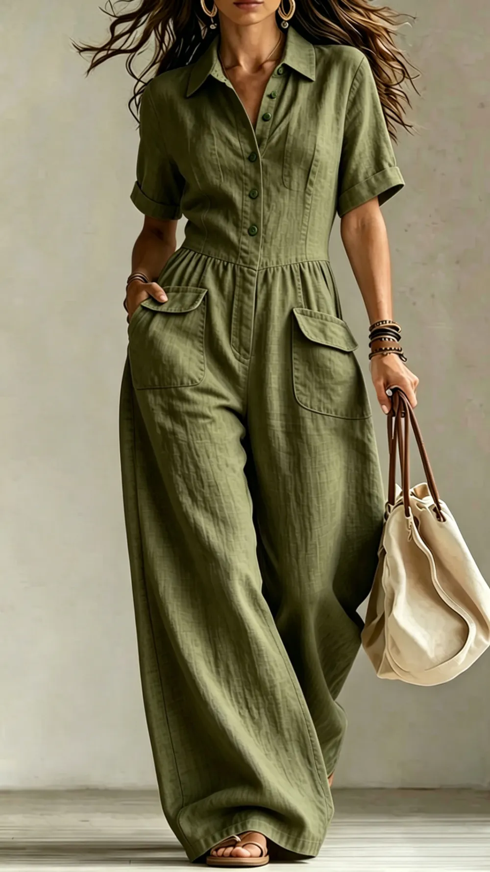 Button Detail Jumpsuit