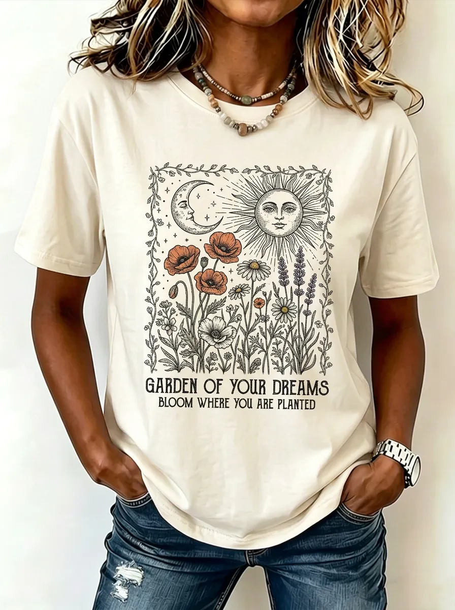 Celestial Floral Garden T-Shirt