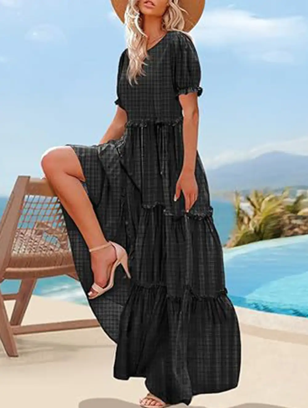 Puff Sleeve Print Mini Dress