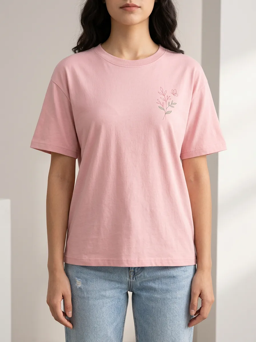 Women's Minimalist Nature Lover Butterfly Floral Printed T-shirt