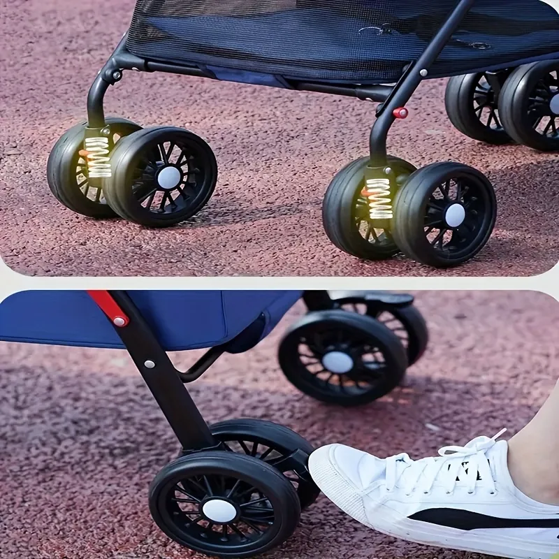 Foldable Pet Stroller for Small Cats & Dogs, Pet Accessory for Travel and Outdoor Use