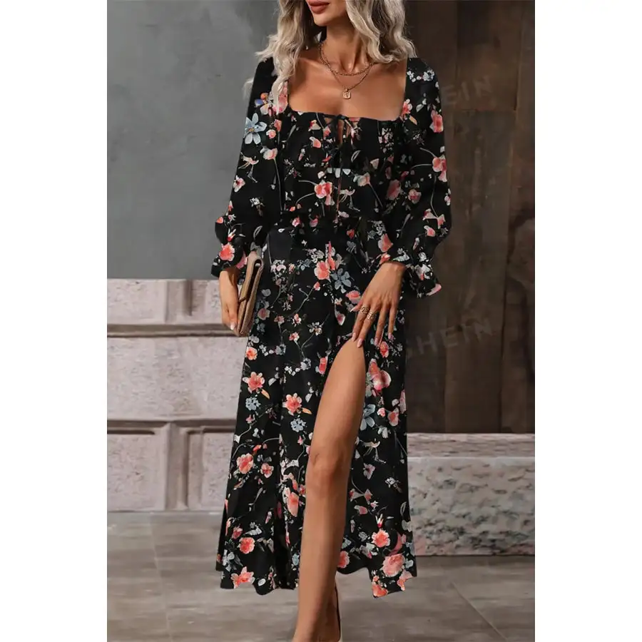 Flounce Sleeve Midi Dress