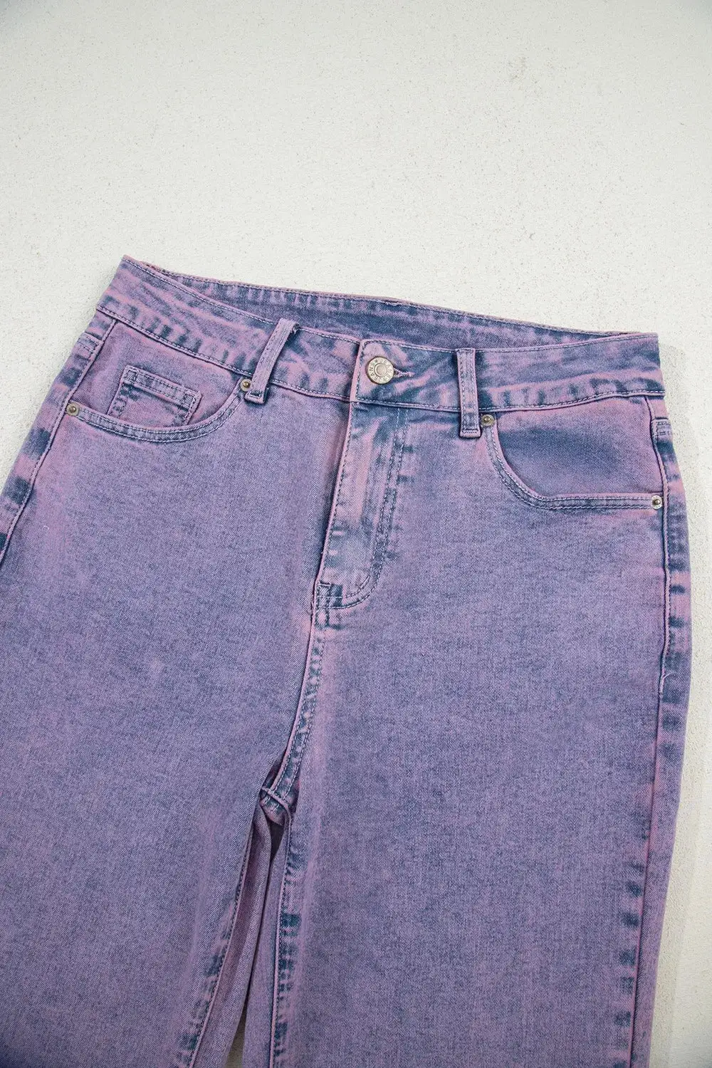 Raw Hem Washed Denim Jeans