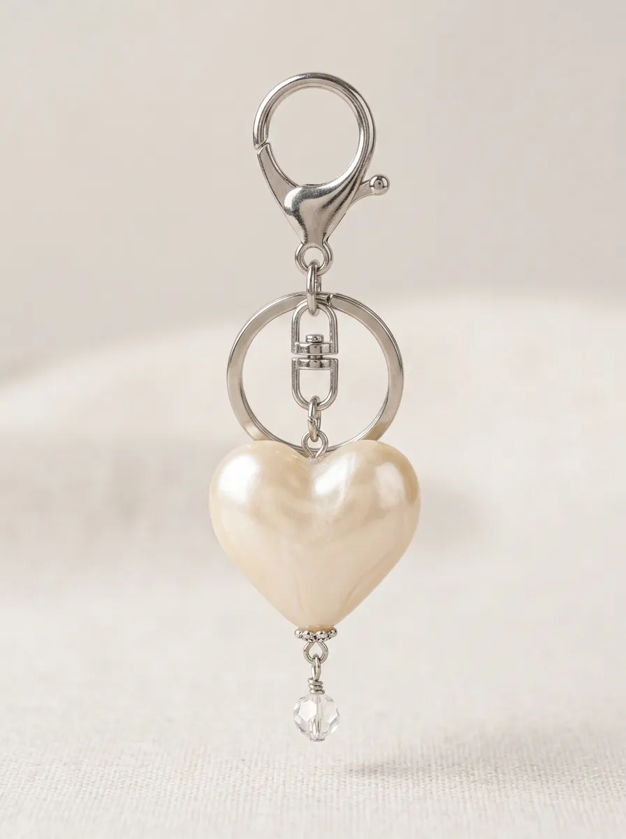 Pearl Heart Metal Elegant Gift Keychain