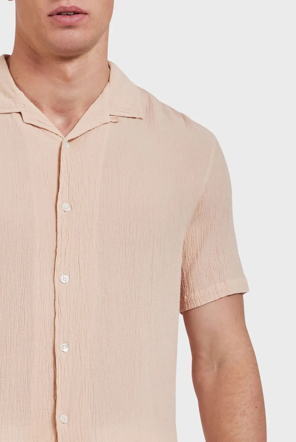 Casual Short Sleeve Shirt- Peach