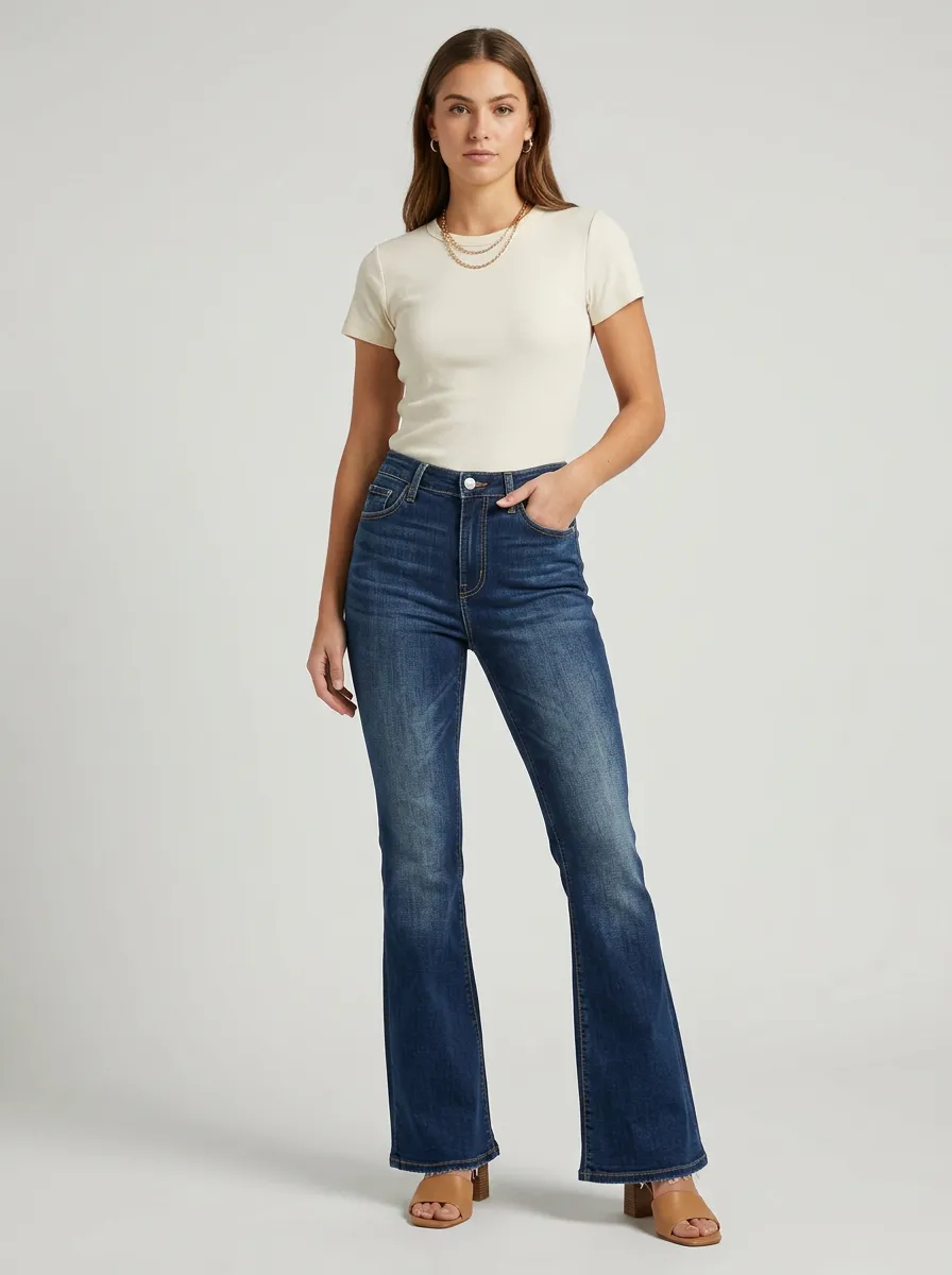 Women's High-Rise Dark Wash Flare Denim Jeans
