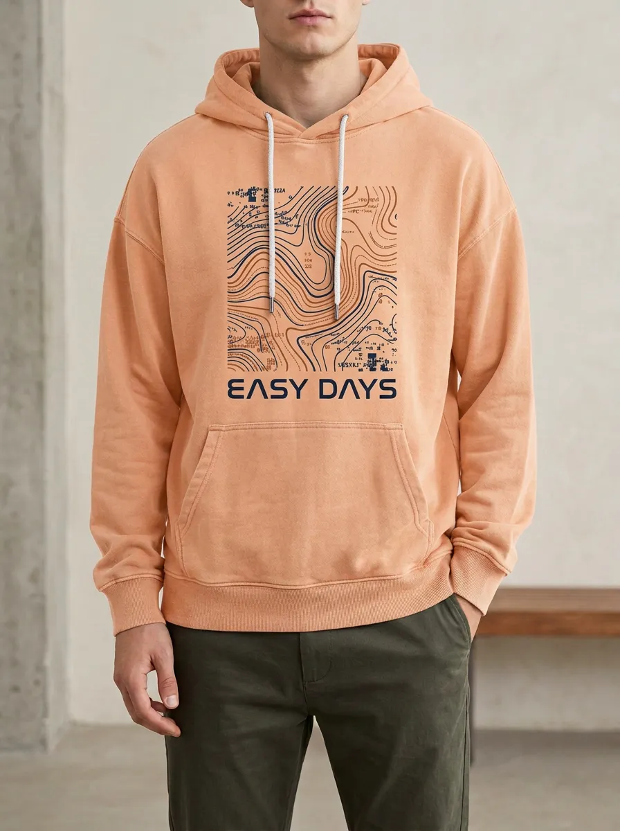 Men's  Topographic Map Print Hoodie