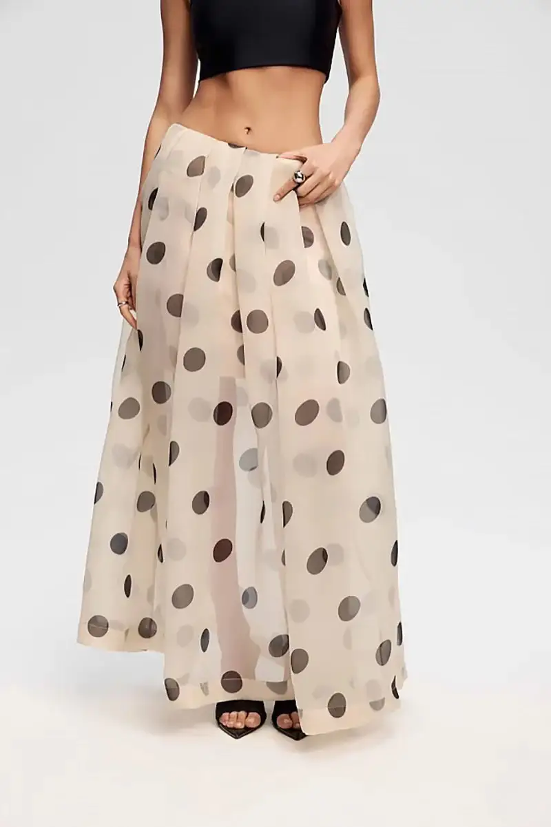 Polka-Dot Maxi Skirt