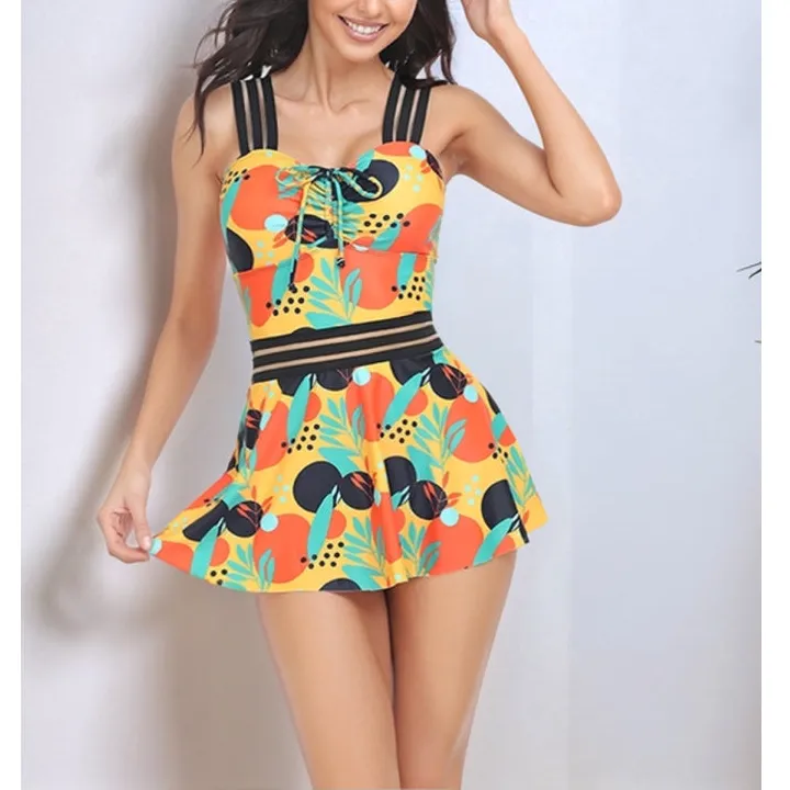Women's Ruched Sweetheart-Neck Printed Swim Set