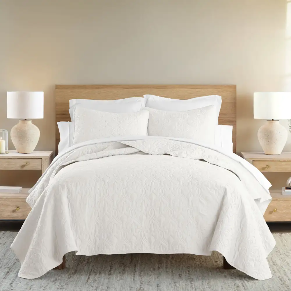 Damask Quilted Coverlet Set