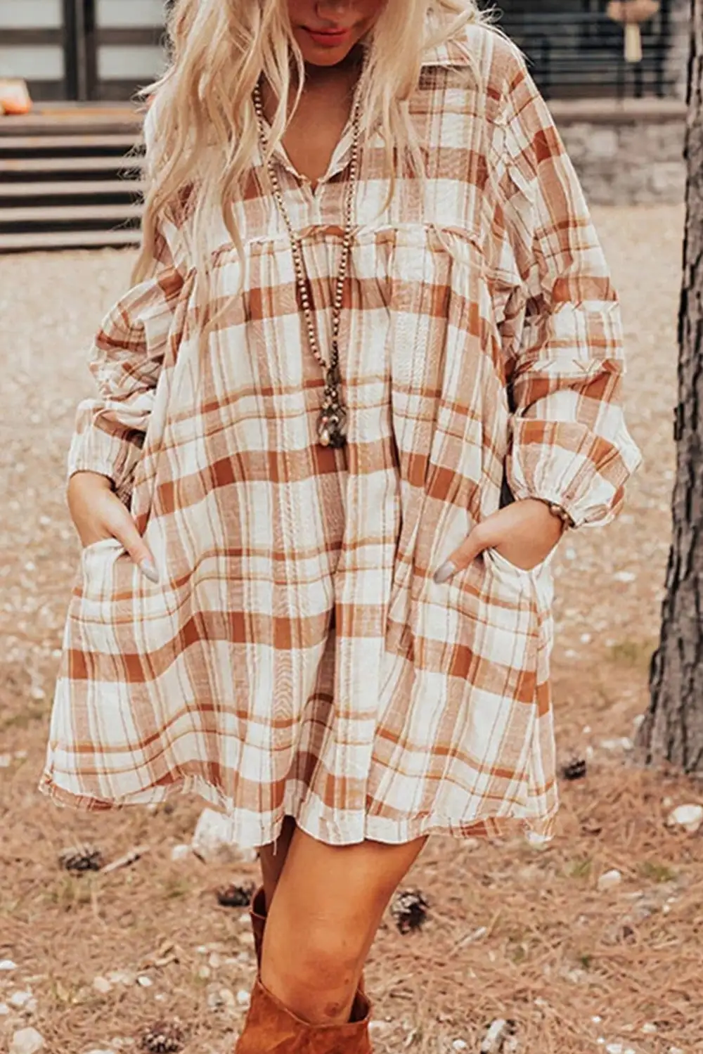 Lightweight Look Pocket Detail Babydoll Mini Dress