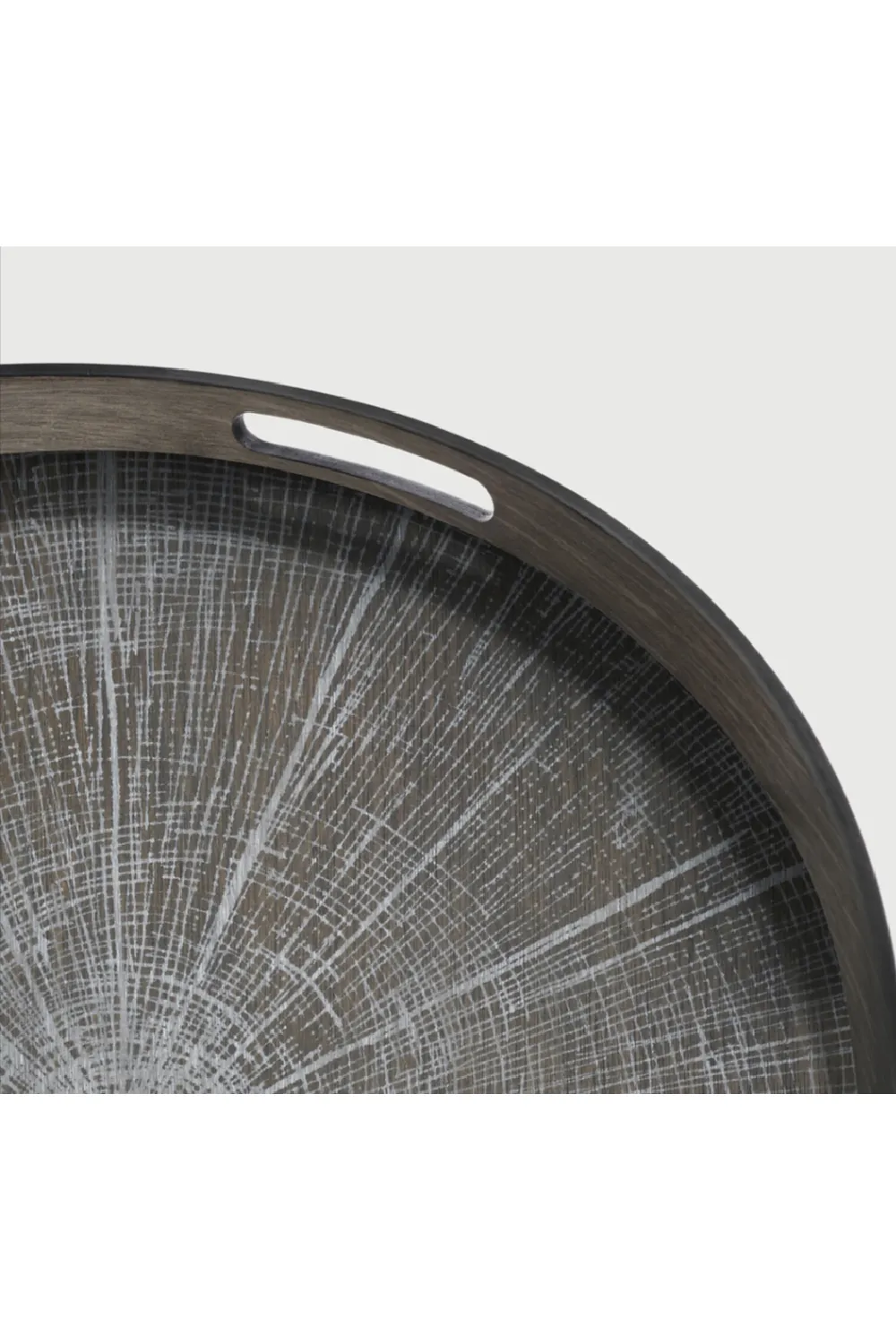 Round Hand-Painted Wood Tray