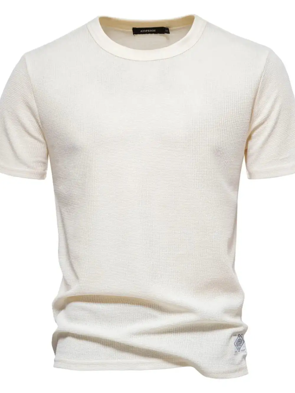 Waffle Knit Short Sleeve Crew Neck Tee