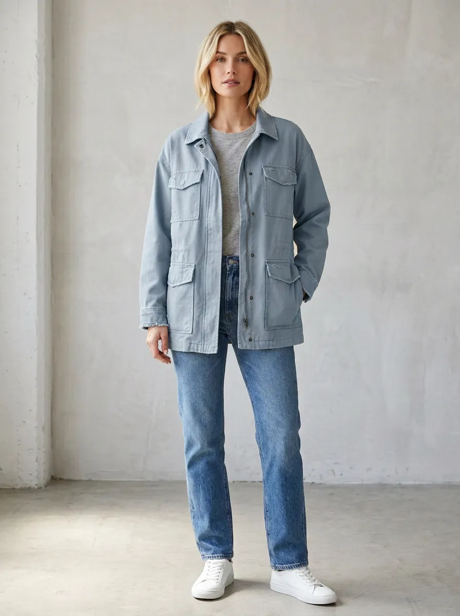 Utility Field Denim-Style Women's Casual Jacket