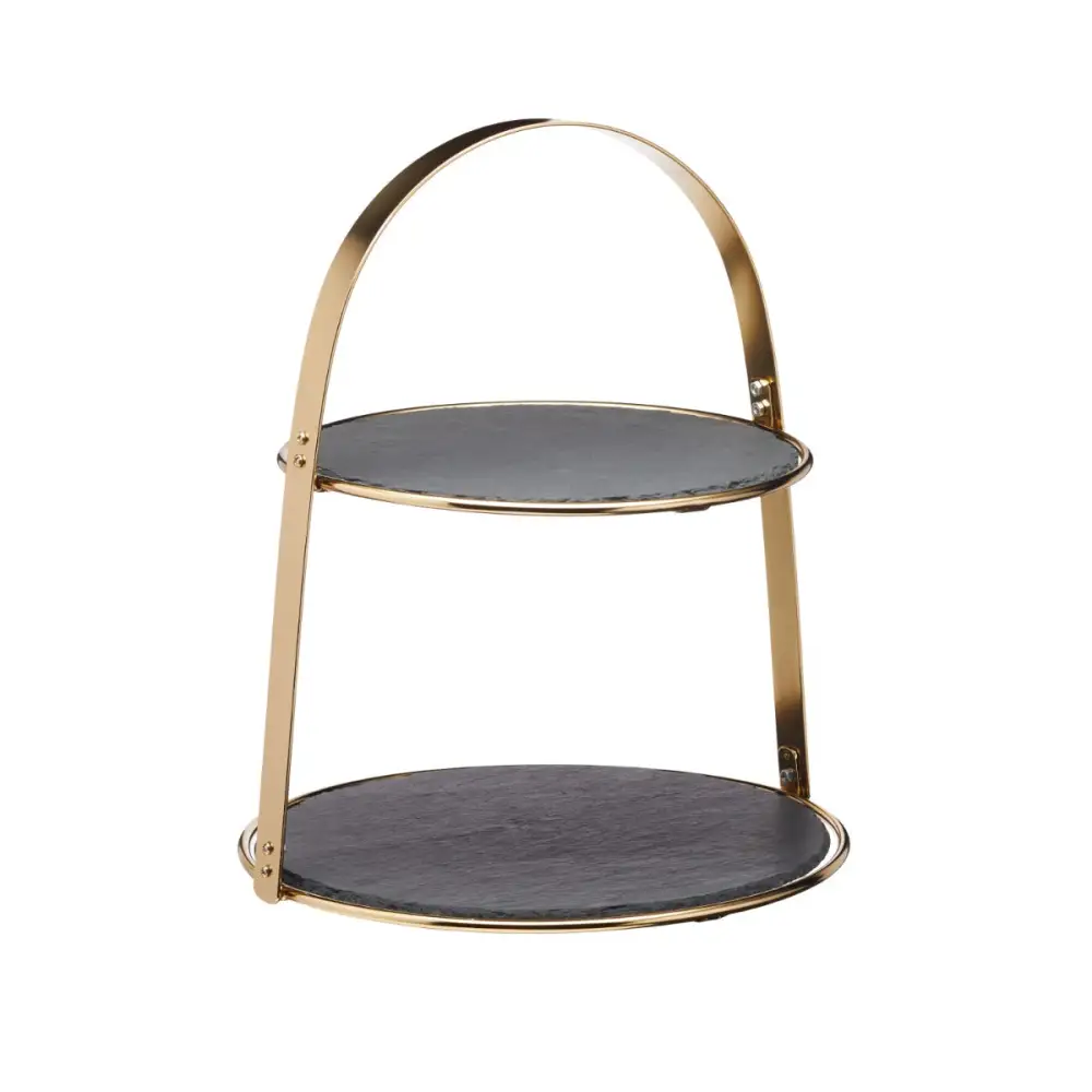 Brass and Slate Two Tier Serving Stand