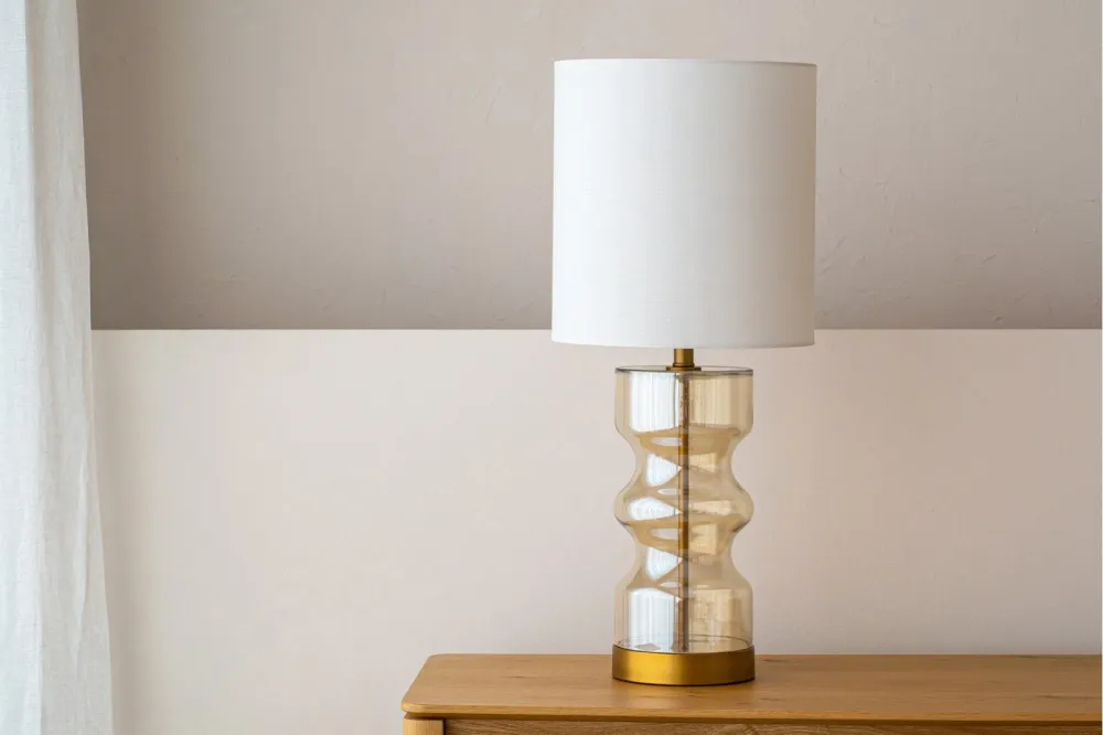 Amber Glass Tall Table Lamp