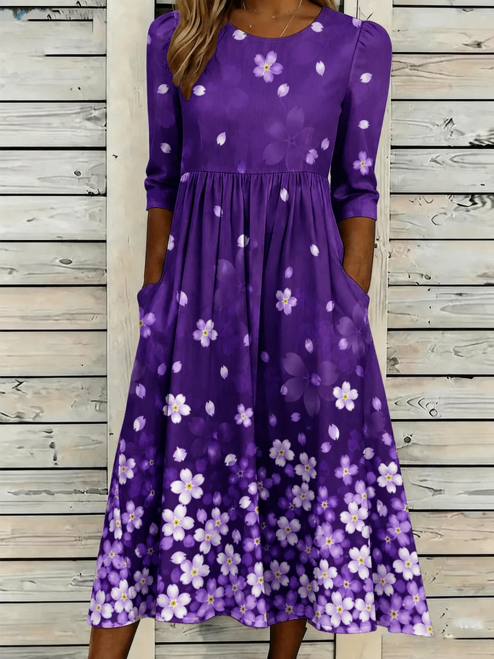 Women's Casual Floral Gradient Dress