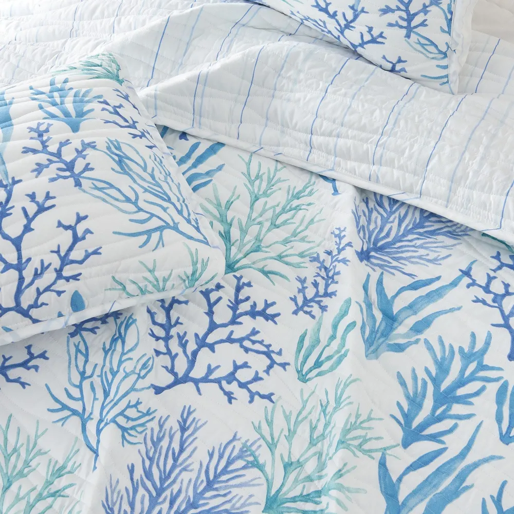 Coordinated Microfiber Coastal Quilt Bedding Set