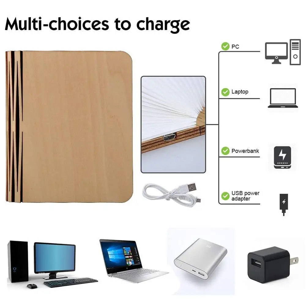 Wooden Metal Rechargeable Decorative Table Accent