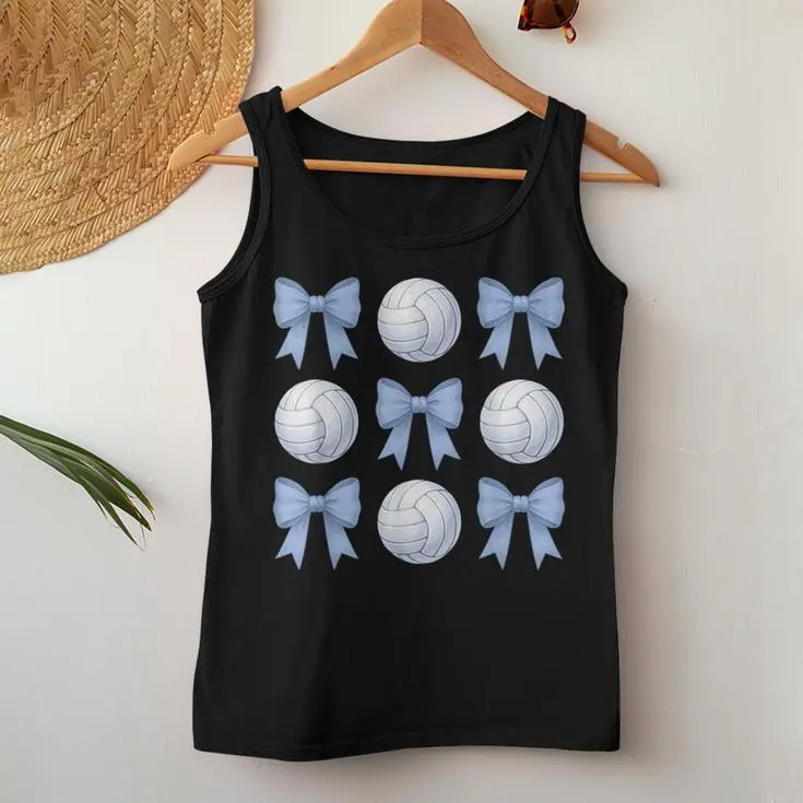Volleyball Blue Bow Cute Women Tank Top