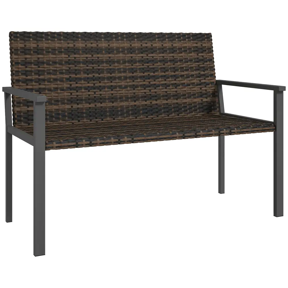 Cushioned Rattan Metal Garden Bench