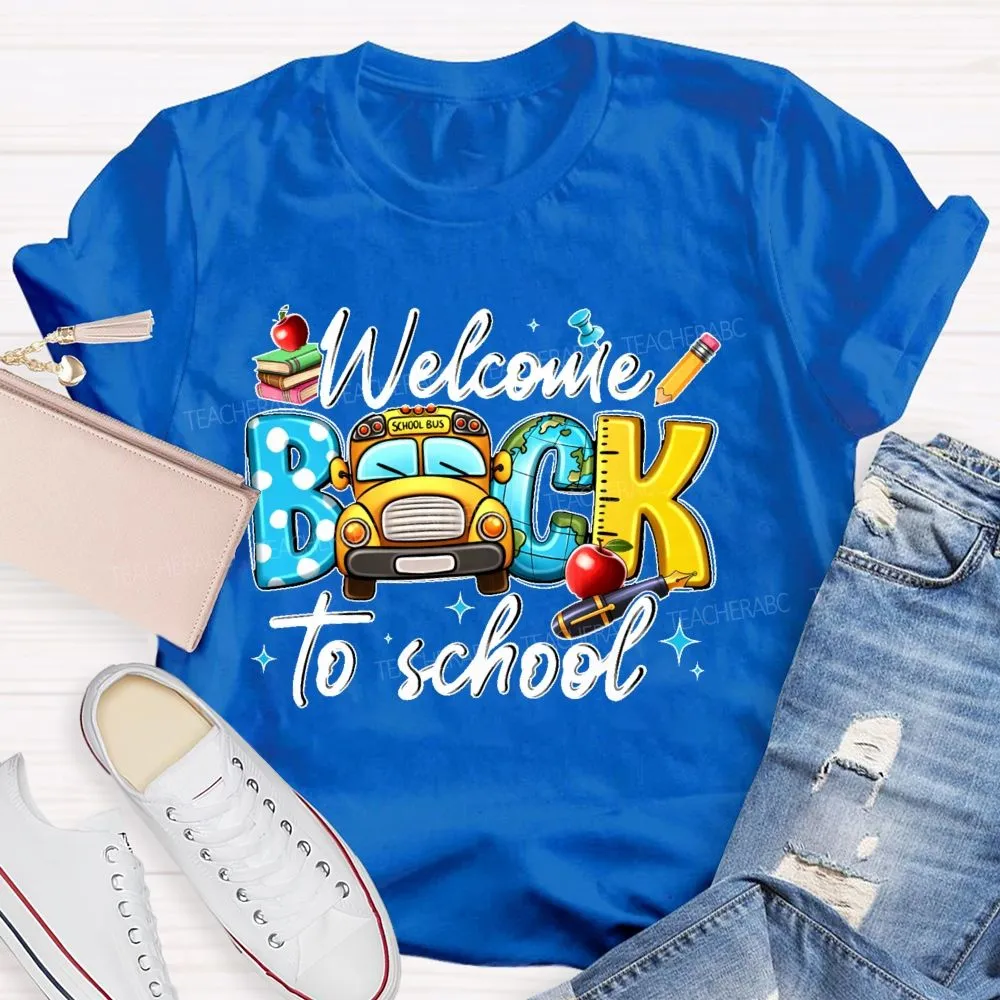 Welcome Back To School  Graphic  School  Bus  Teacher T-Shirt