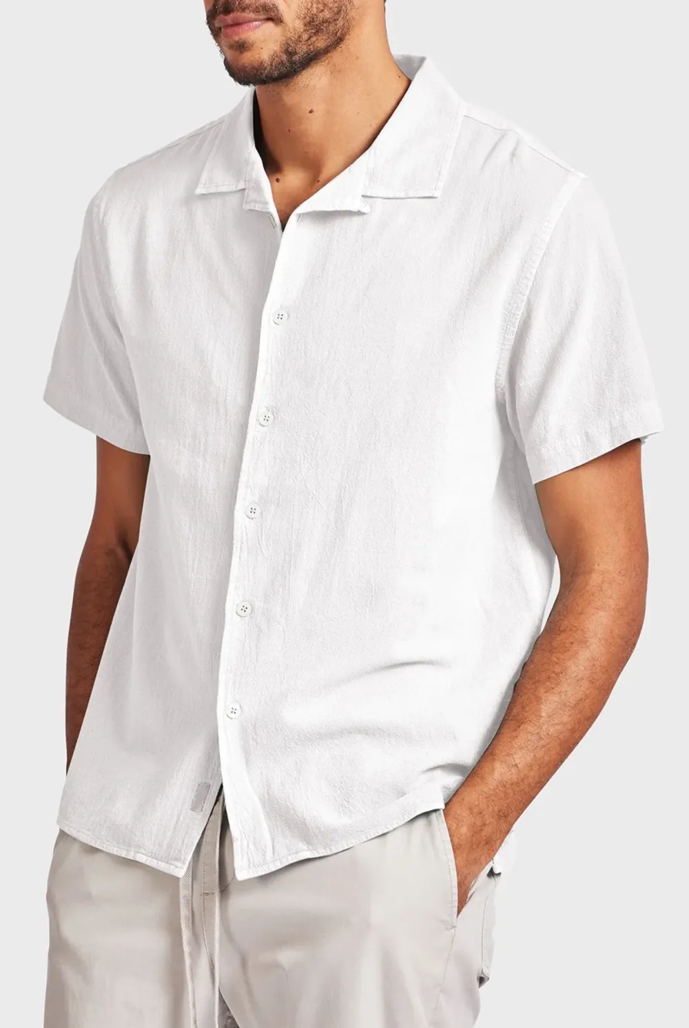 Oversized Linen Short Sleeve Button Down Shirt