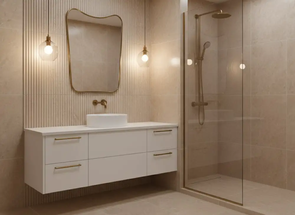 Curved Brass Frame Wall Mirror