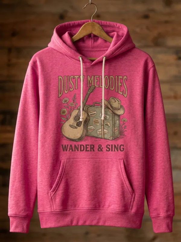 Country Music Guitar Suitcase Pullover Hoodie