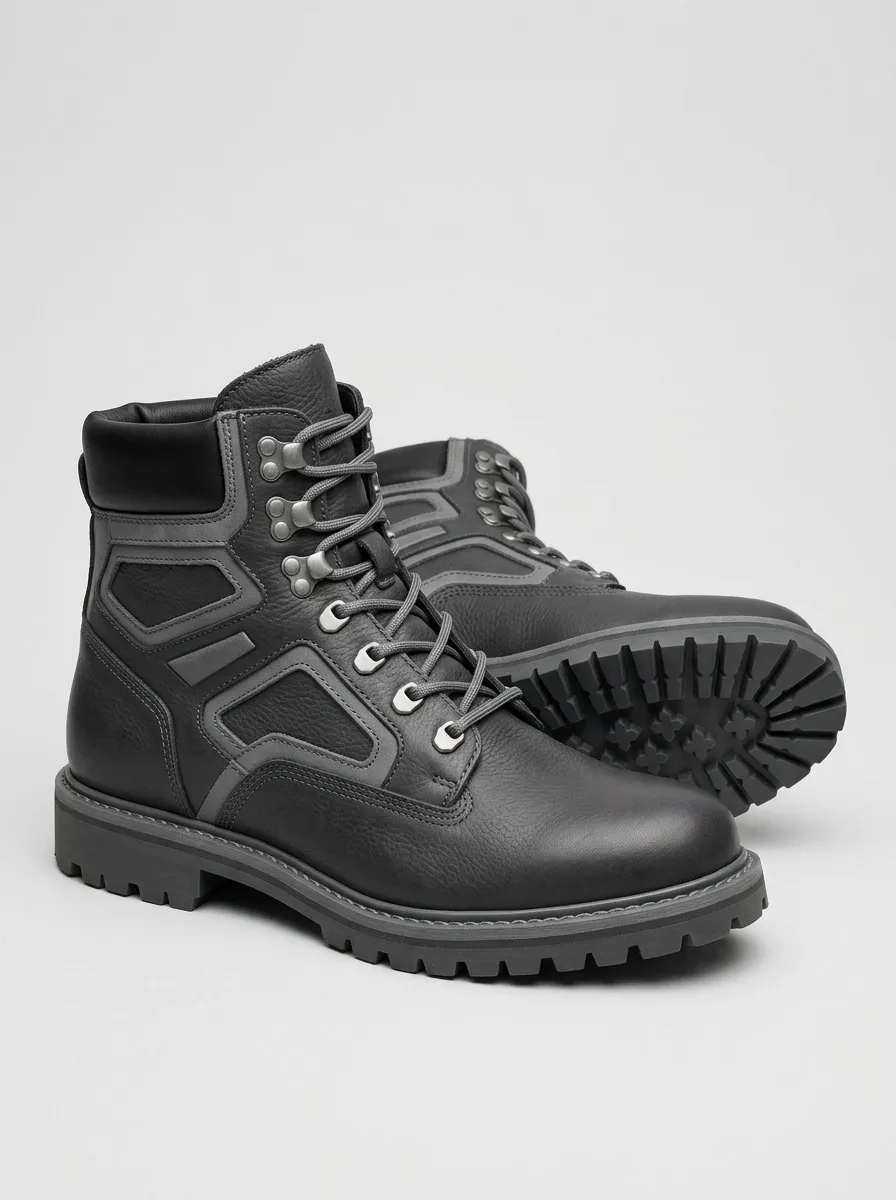 Unisex Contemporary Tactical Outdoor Leather Print Work Boots