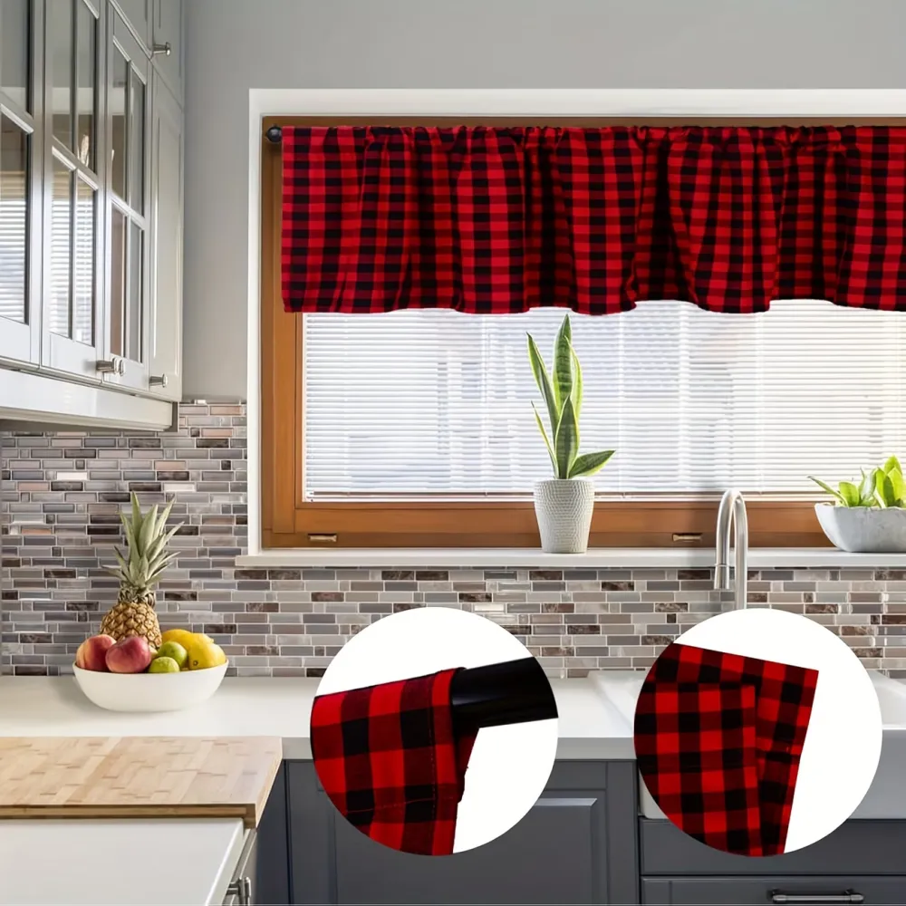 Short Plaid Window Valance