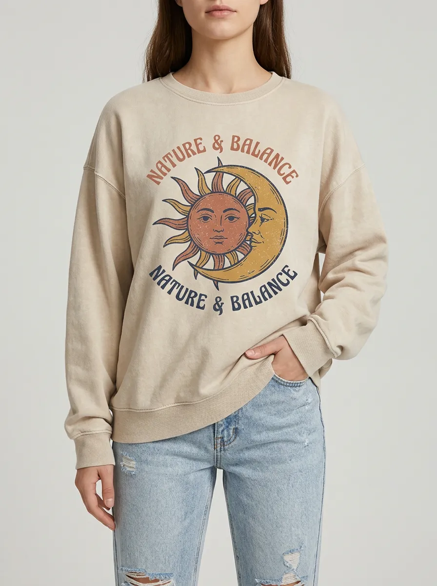 Celestial Nature And Balance Sun Moon Sweatshirt