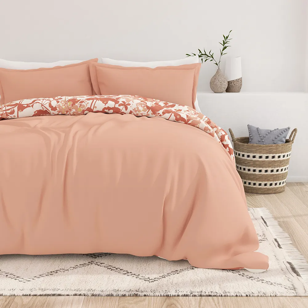 Boho Flower Pattern Reversible Duvet Cover Set