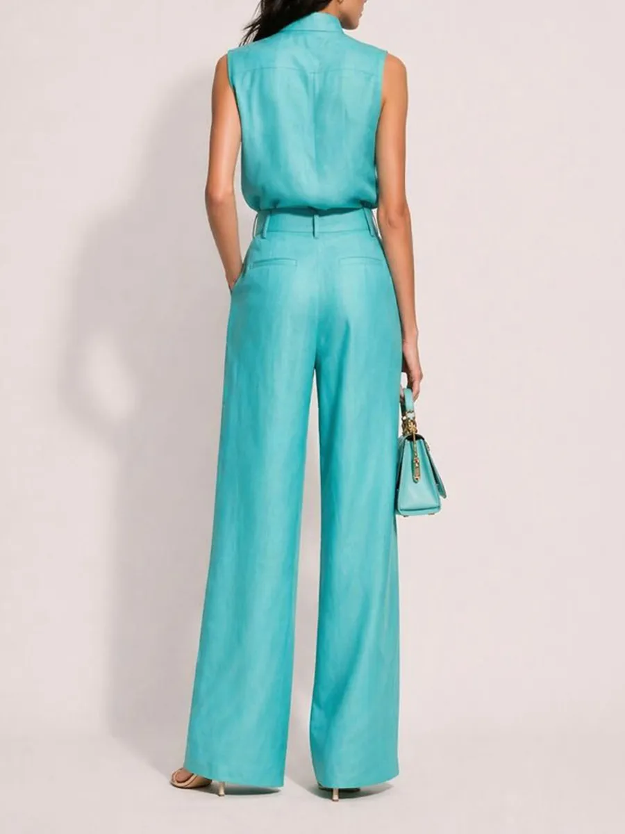Briella Sleeveless Vest Wide-Leg Pants Set