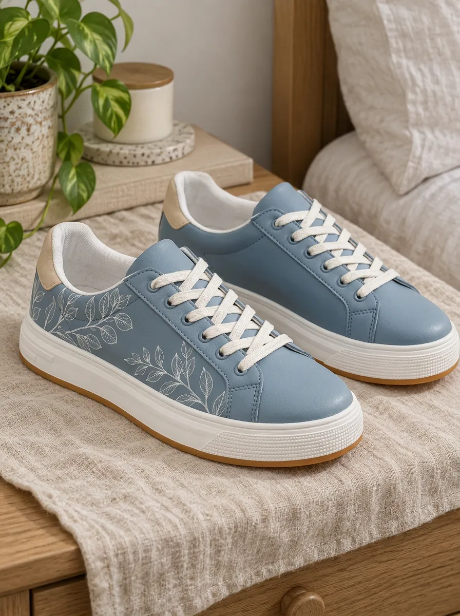 Women's Street Botanical Leaf Pattern Skate Shoes