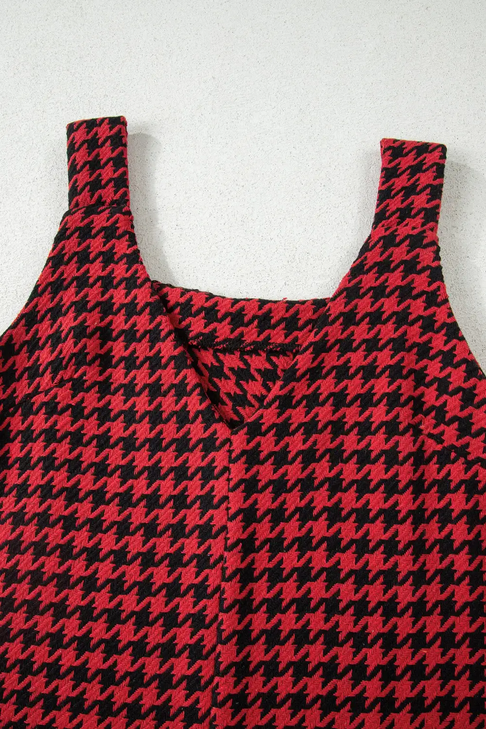 Finish Houndstooth Printed V Neck Mini Dress