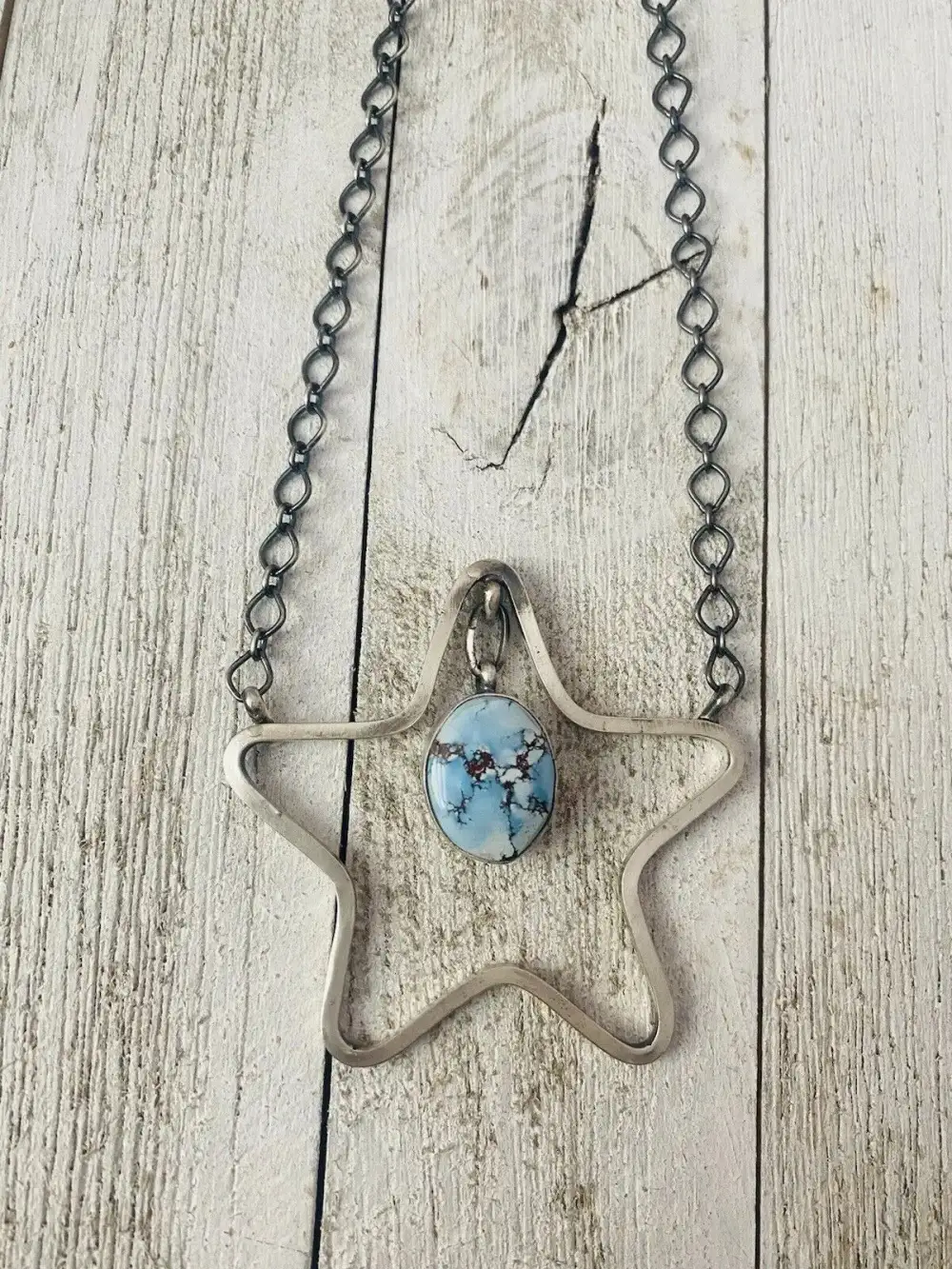 Star Chain Pendant Turquoise Sterling Silver Necklace