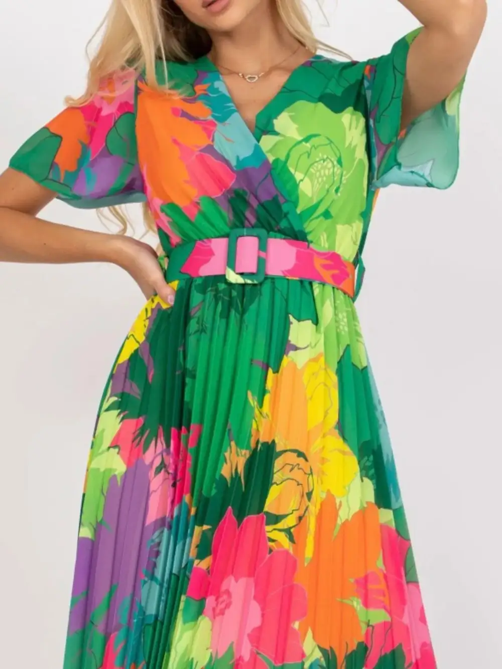Wrap Printed Midi Dress