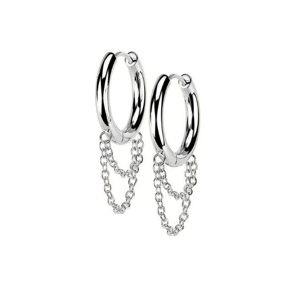 Double Chain Steel Hoop Earrings