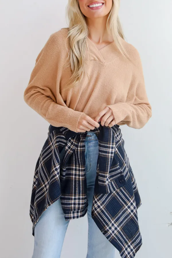 V-Neck Taupe Sweater