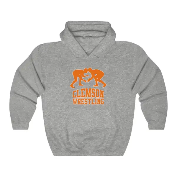 Relaxed Retro Text Wrestling Graphic Pullover Hoodie