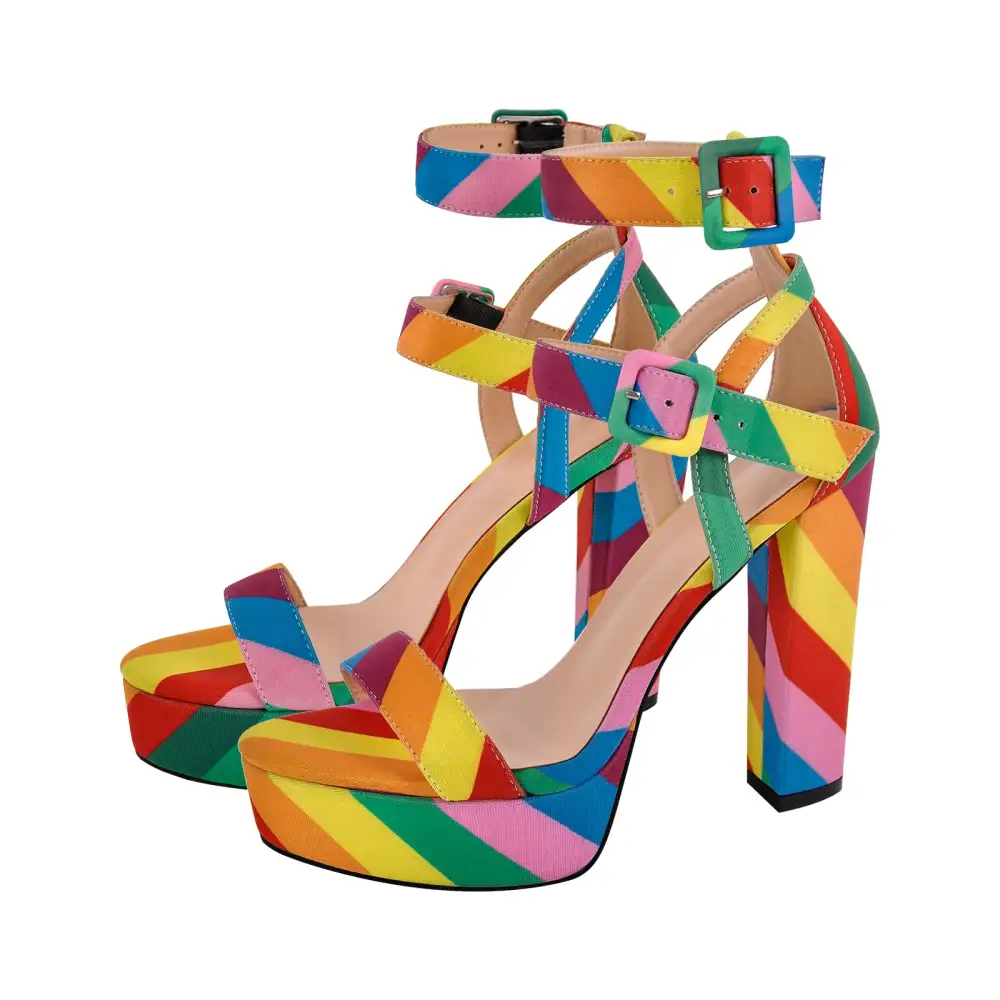 Buckle Strap Chunky Heel Sandals
