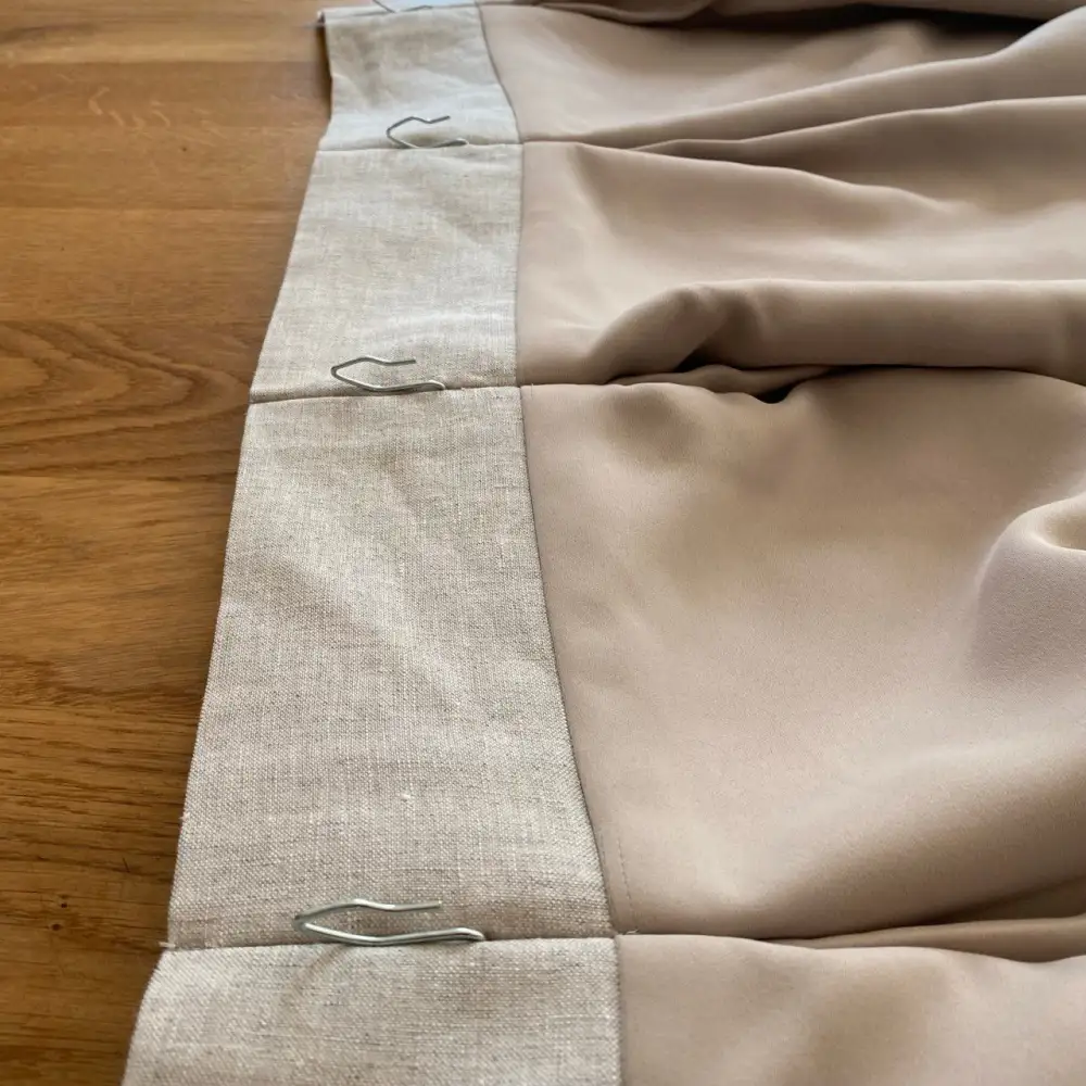 Double Pleat Blackout Linen Curtain