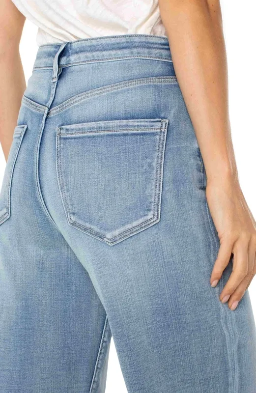 Cotton Button-Front Wide Leg Jeans