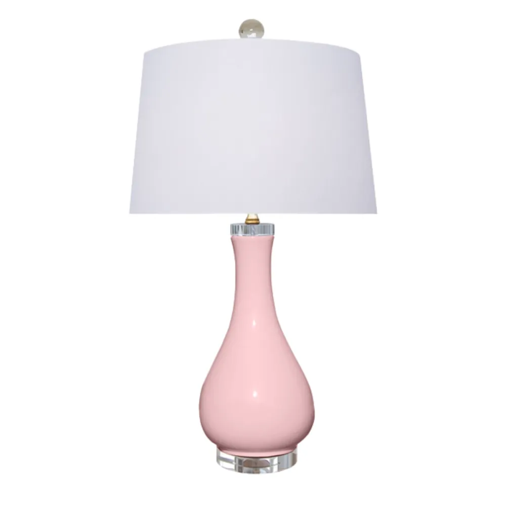 Teardrop Porcelain Drum-Shade Table Lamp