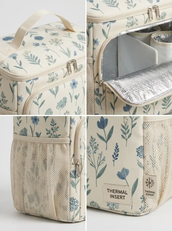 Floral Botanical Pattern Insulated Printed Cooler Bag Insert