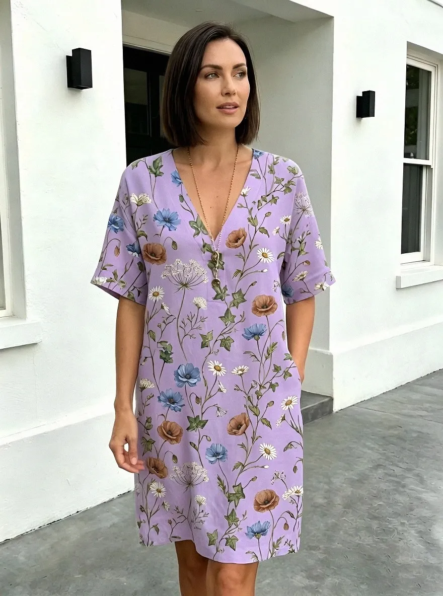 Women's Summer Vacation Wildflower Floral Printed Dress