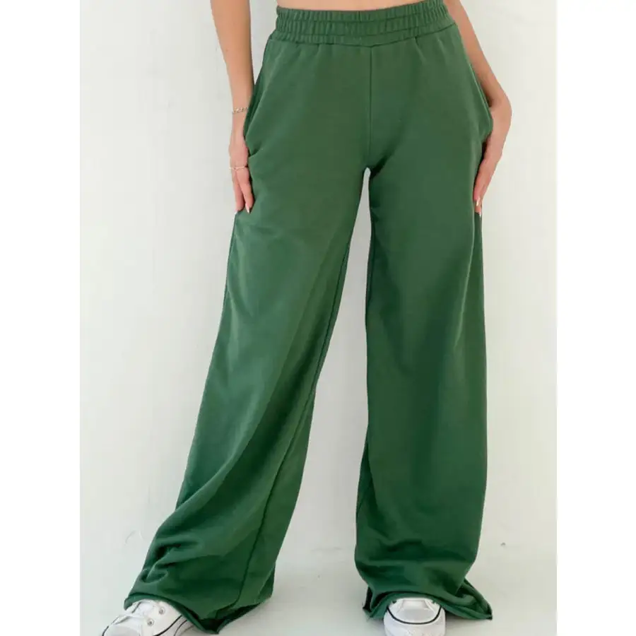 Classic Elastic Waist Wide Leg Pants