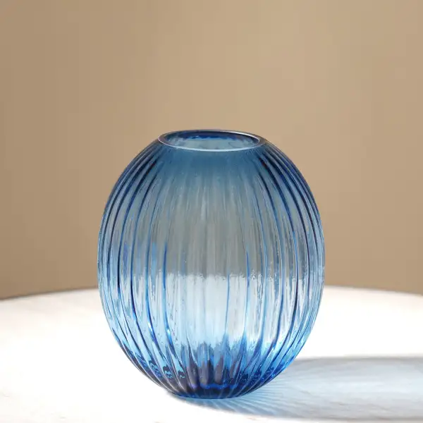 Navy Round Glass Vase