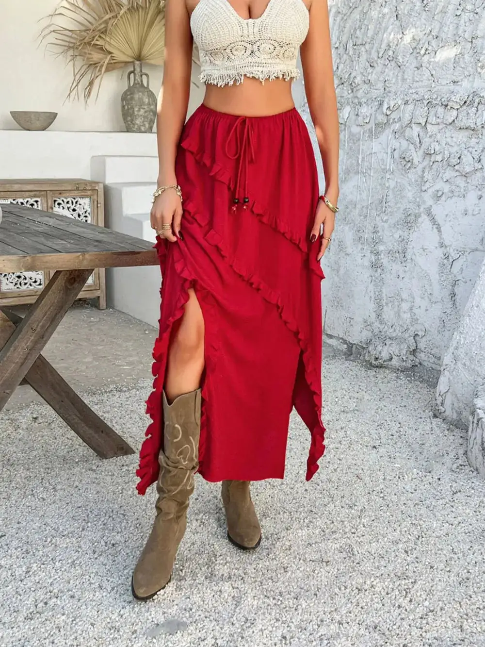Sequin Drawstring Skirt